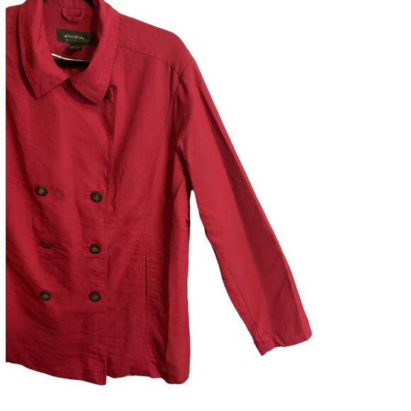 EDDIE BAUER Double Breasted Long Sleeve Red Soft Shell Pea Coat Women's Size XL - Picture 8 of 11